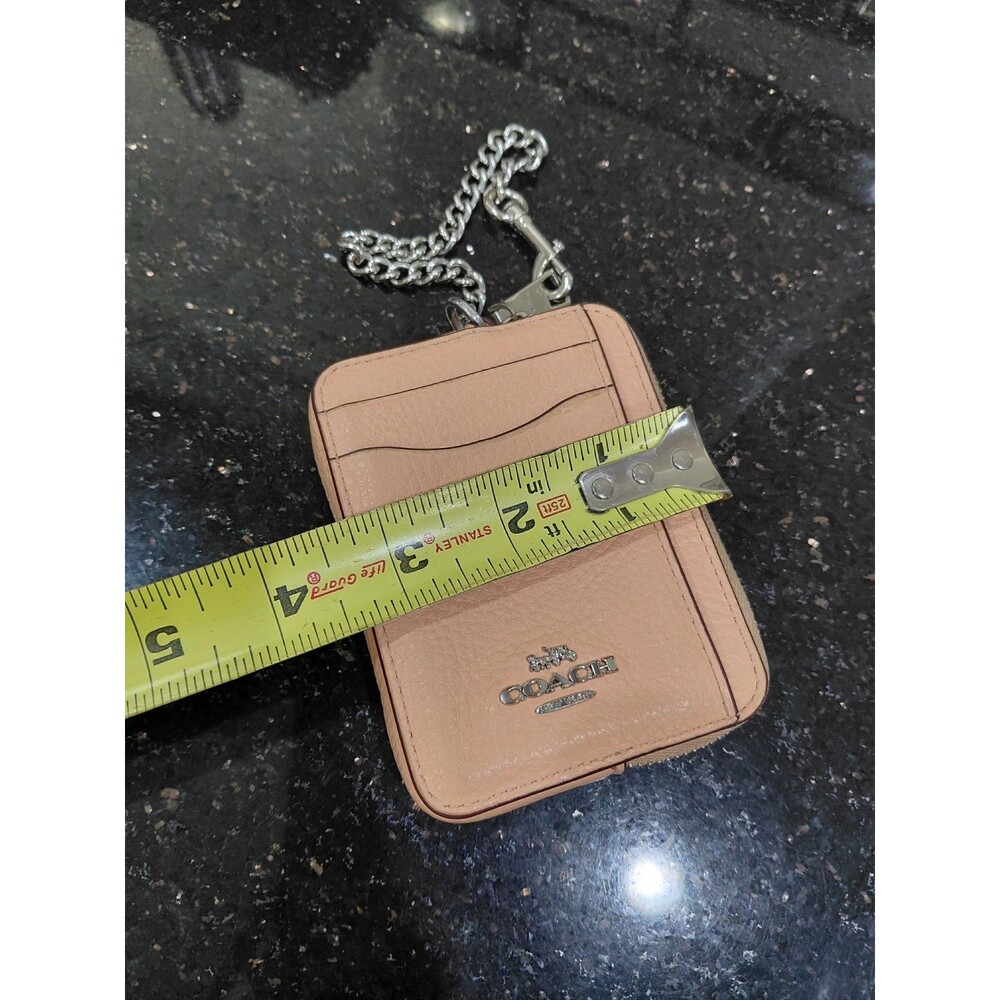 Coach 6303Zip Card Case With Chain Leather Faded Blush - Picture 7 of 10